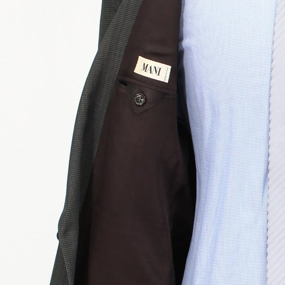 Mani 44L Green Houndstooth Wool Two Button Sport Coat Blazer Jacket G044 - Picture 9 of 11